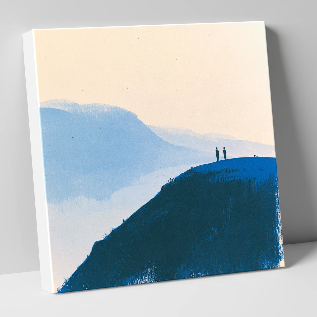 Silhouettes on a Blue Summit lake district fell canvas wall art