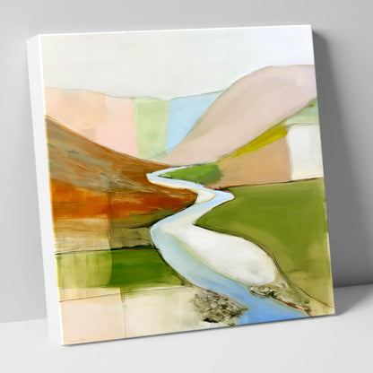 Winding River Through Pastel Fells lake district waterfall canvas wall art