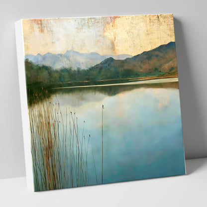 Elterwater Beneath a Golden Sky lake district lake canvas wall art