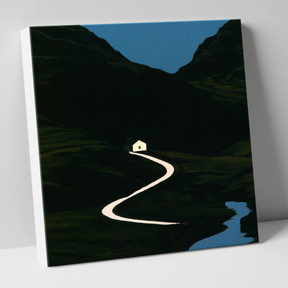 Glowing Winding Mountain Pass lake district valley canvas wall art
