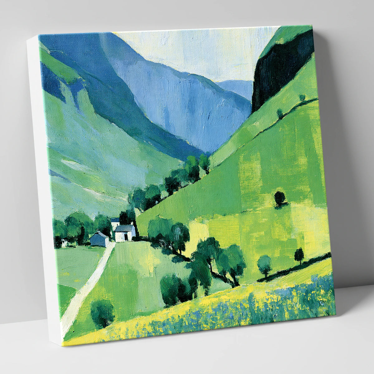 Vibrant Green Valley and Fells lake district valley canvas wall art