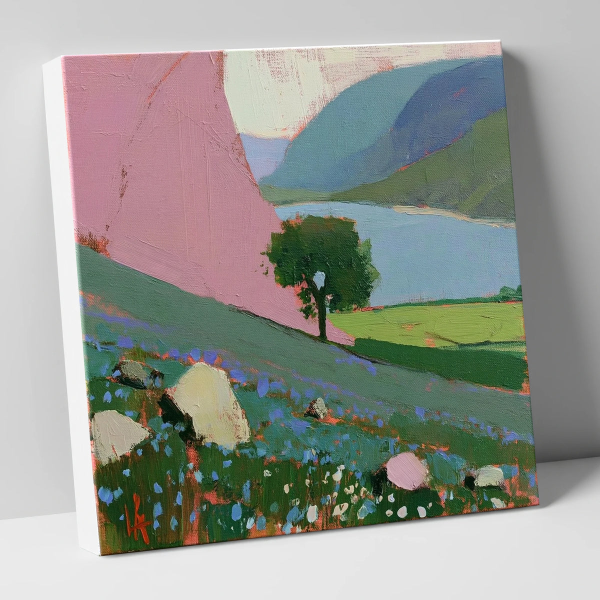 Pink Fellside Above Crummock Water lake district lake canvas wall art