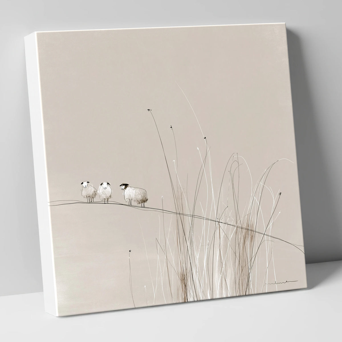 Herdwick Sheep among Fellside Grasses lake district wildlife canvas wall art