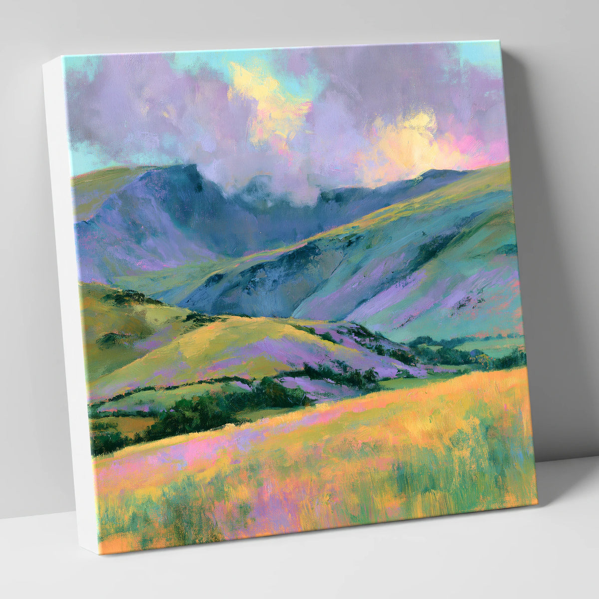 Lavender and Gold Rolling Fells lake district fell canvas wall art