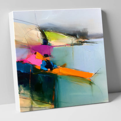 Vibrant Orange Kayak on the Lake lake district walking canvas wall art