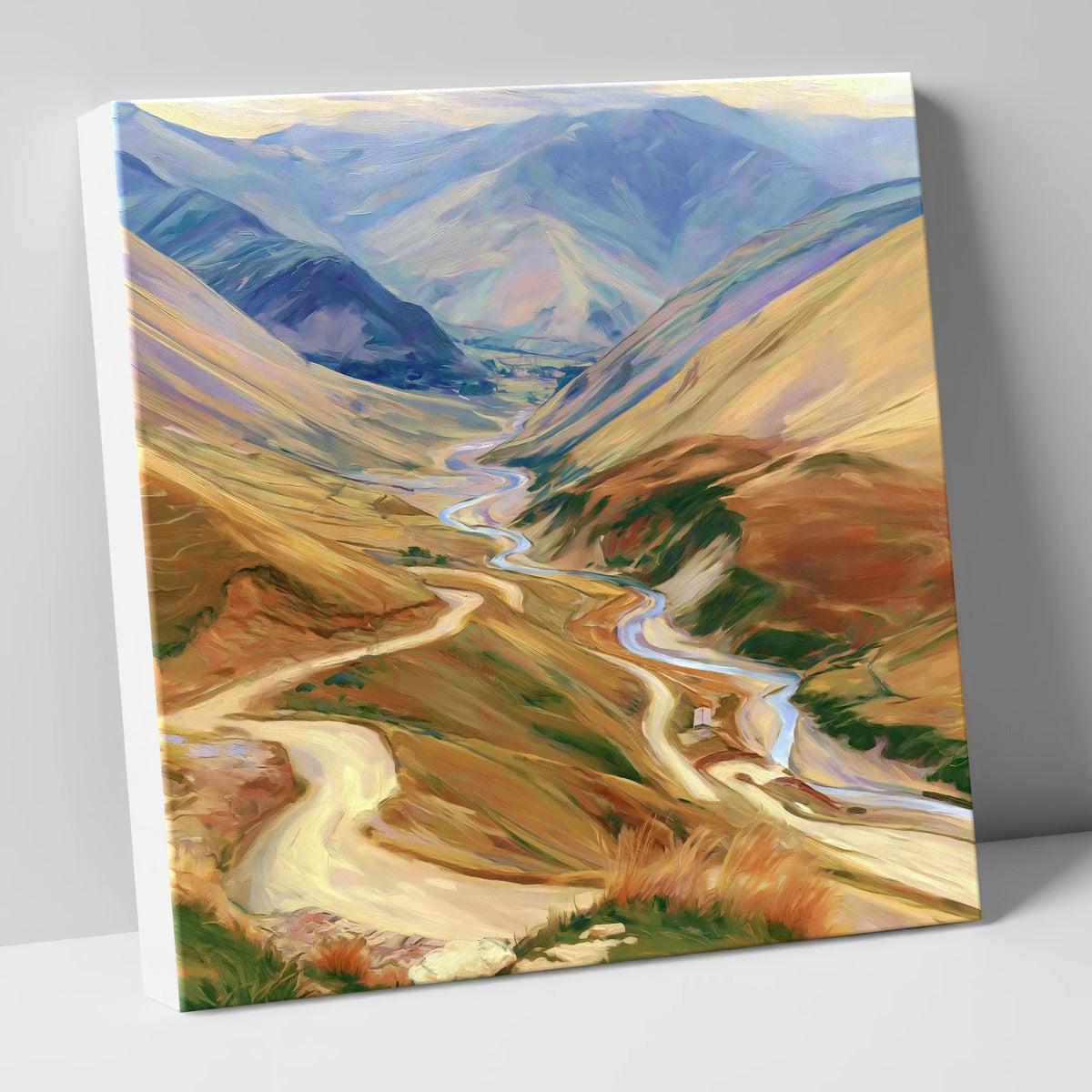 Winding Mountain Pass and Beck lake district valley canvas wall art