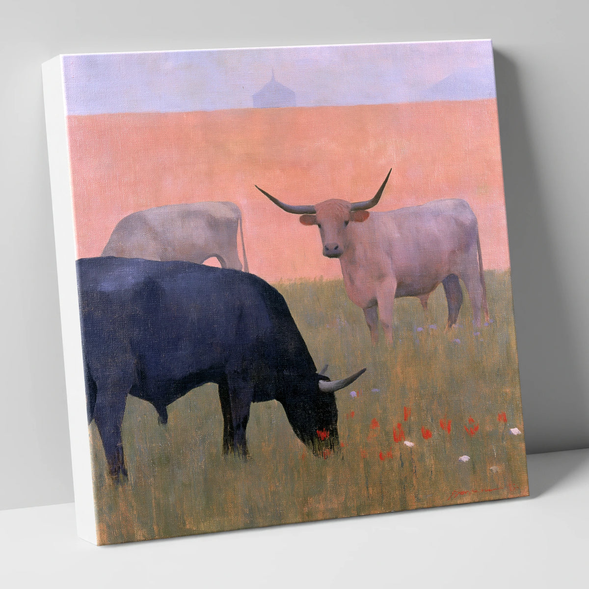 Highland Cattle in Pastel Light lake district wildlife canvas wall art
