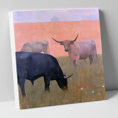 Highland Cattle in Pastel Light lake district wildlife canvas wall art