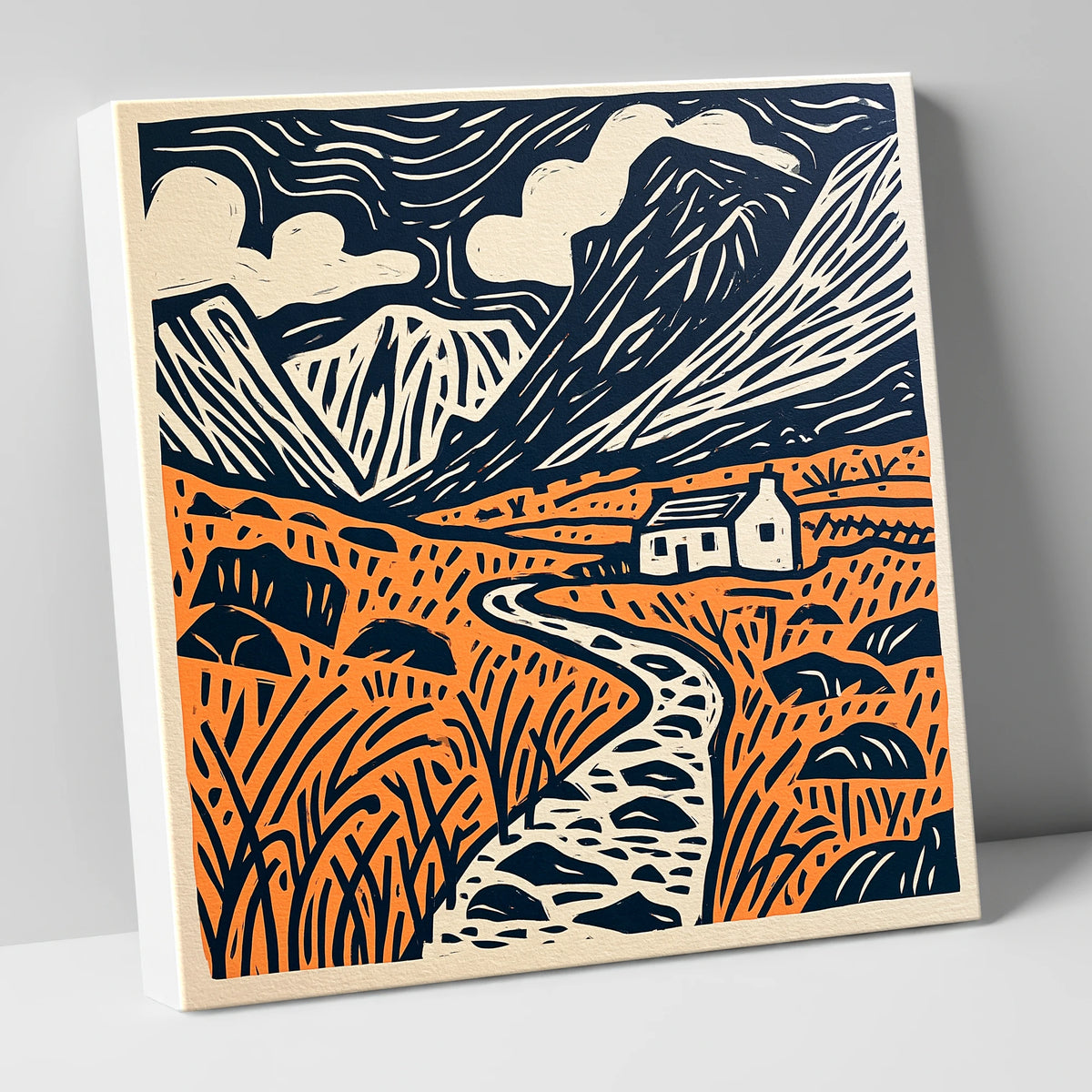 Eskdale Cottage and Navy Fells lake district valley canvas wall art