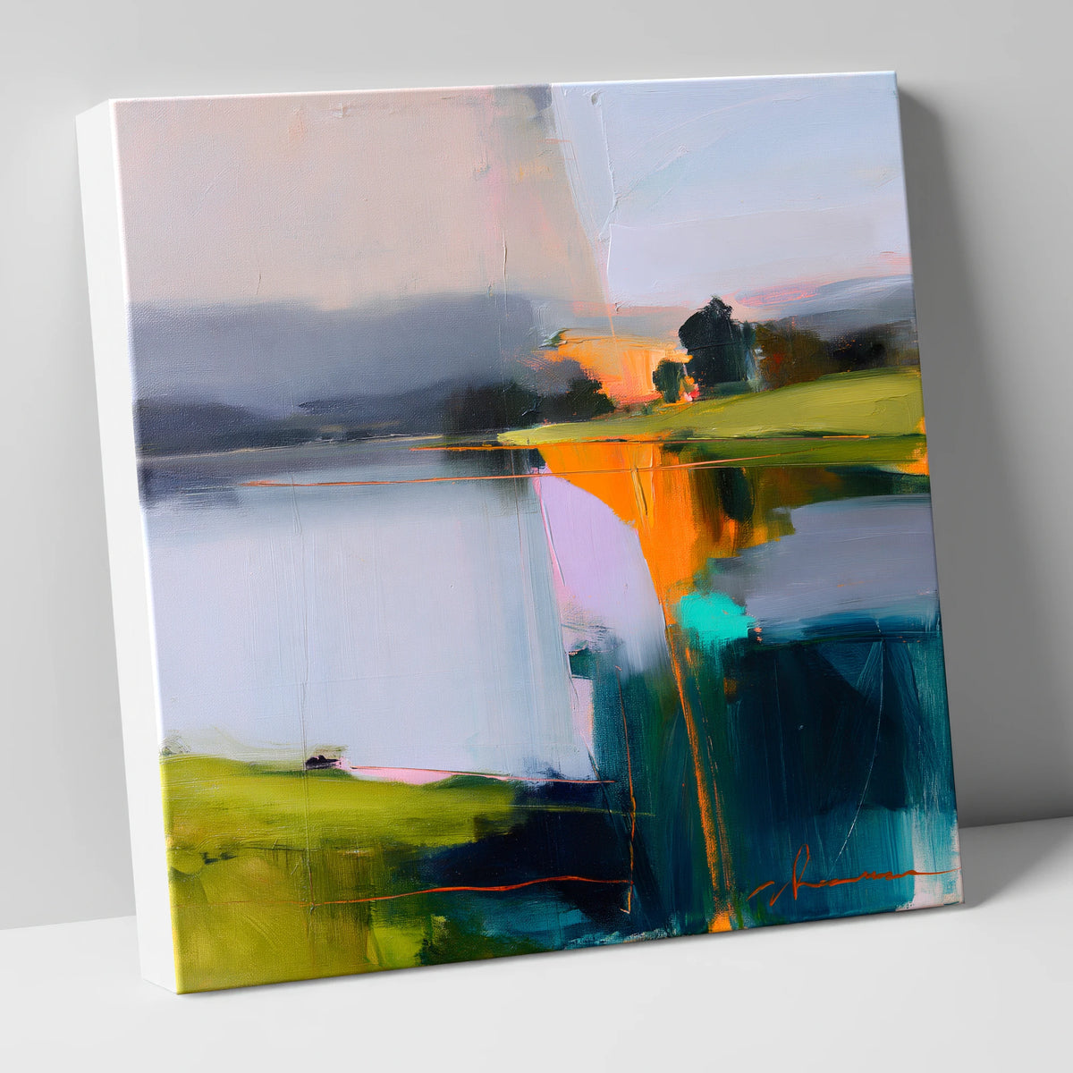 Vibrant Dawn on Still Lake lake district lake canvas wall art
