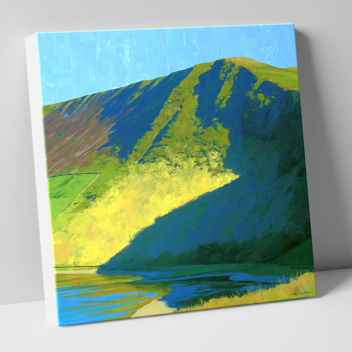 Sunlit Slopes of Lonscale Fell lake district fell canvas wall art