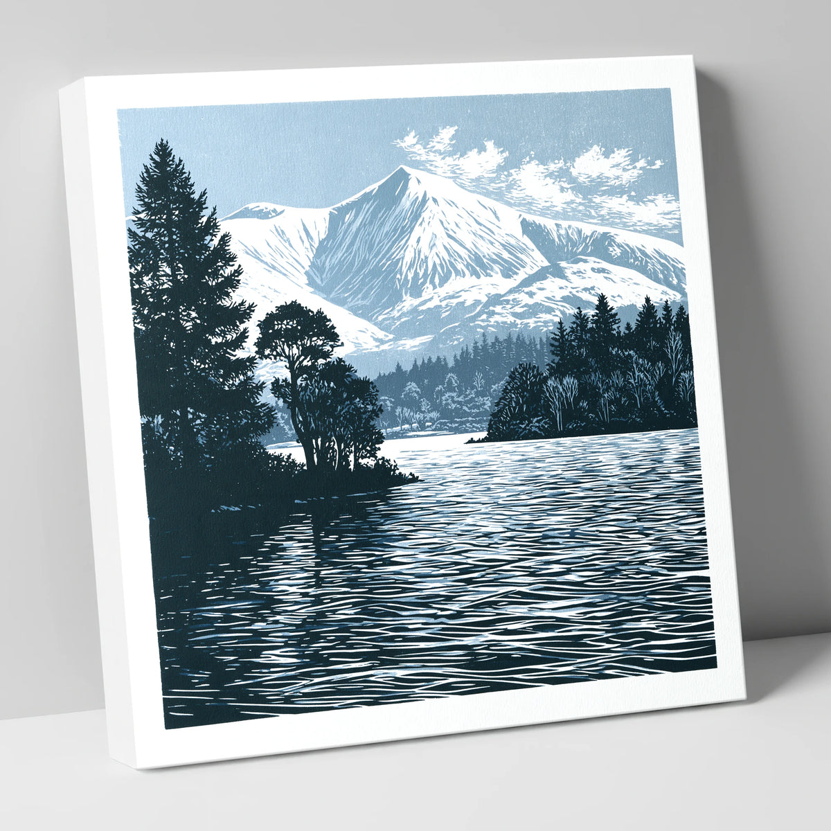 Winter Skiddaw in Deep Blue lake district fell canvas wall art