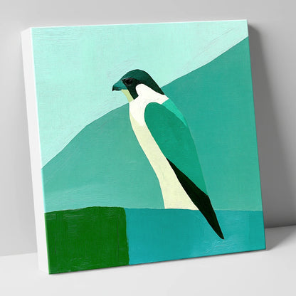Geometric Teal Peregrine Falcon lake district wildlife canvas wall art