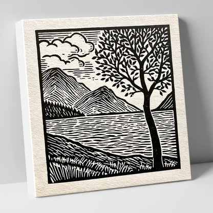 Graphic Crummock Water Fells lake district lake canvas wall art