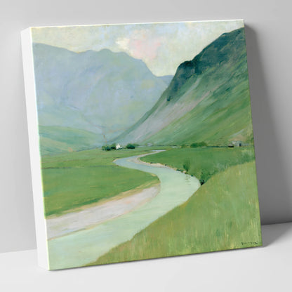 Winding River Below Pastel Fells lake district waterfall canvas wall art