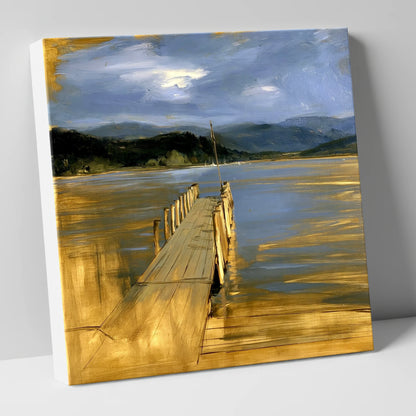 Waterhead Jetty Under Slate Skies lake district village canvas wall art