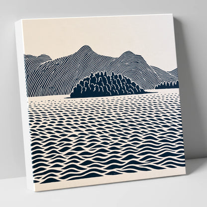 Derwentwater Island in Inky Blue lake district lake canvas wall art