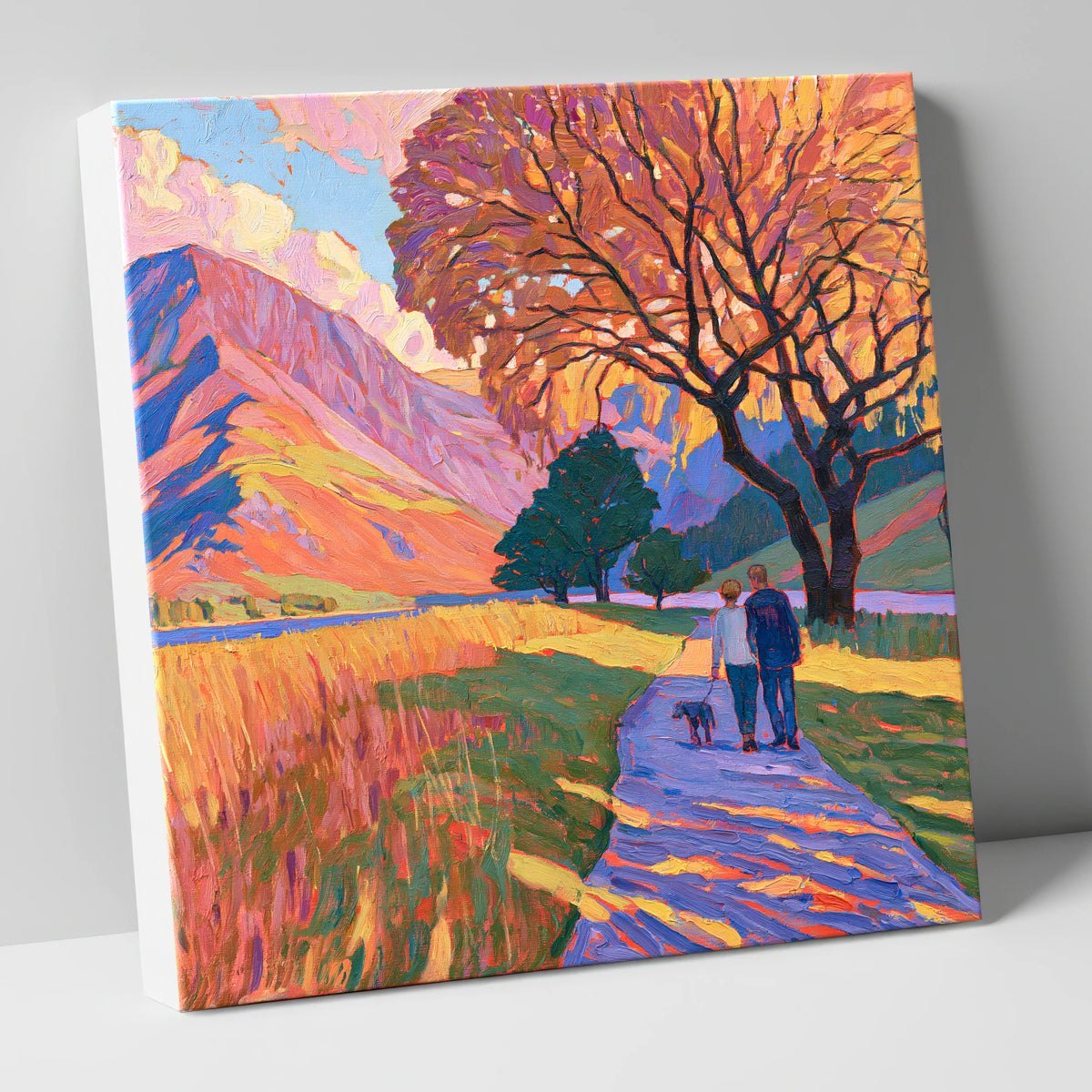 Autumn Dog Walk at Buttermere gifts for dog walkers canvas wall art