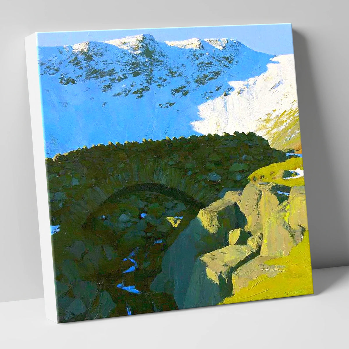 Allen Crags Winter Stone Bridge lake district fell canvas wall art
