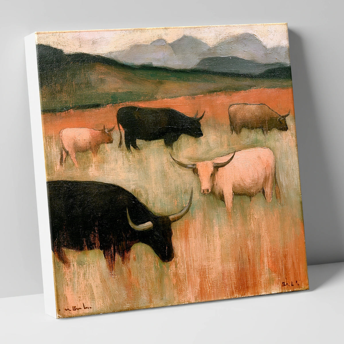 Highland Cattle on Warm Fells lake district wildlife canvas wall art