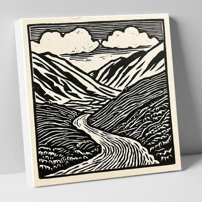 Monochrome Kirkstone Pass lake district valley canvas wall art