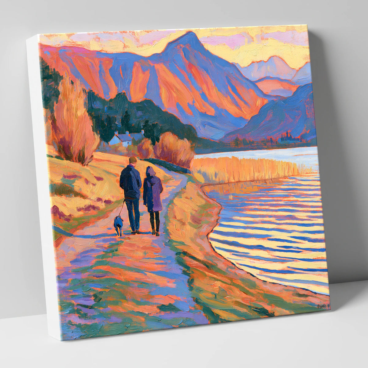 Vibrant Dog Walk at Hawkshead gifts for dog walkers canvas wall art
