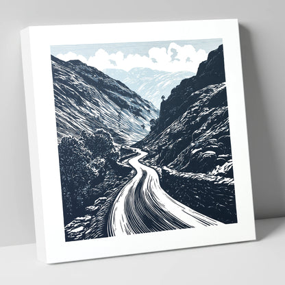 Navy Blue Hardknott Pass Road lake district valley canvas wall art