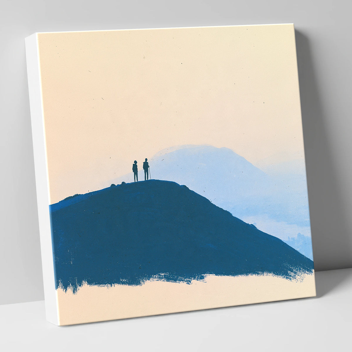 Silhouetted Hikers on Blue Fells lake district fell canvas wall art