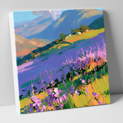 Vibrant Heather on a Lakeland Fellside flowers & fellsides canvas wall art