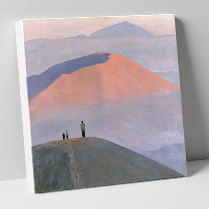 Hikers on a Pastel Fell Top lake district fell canvas wall art