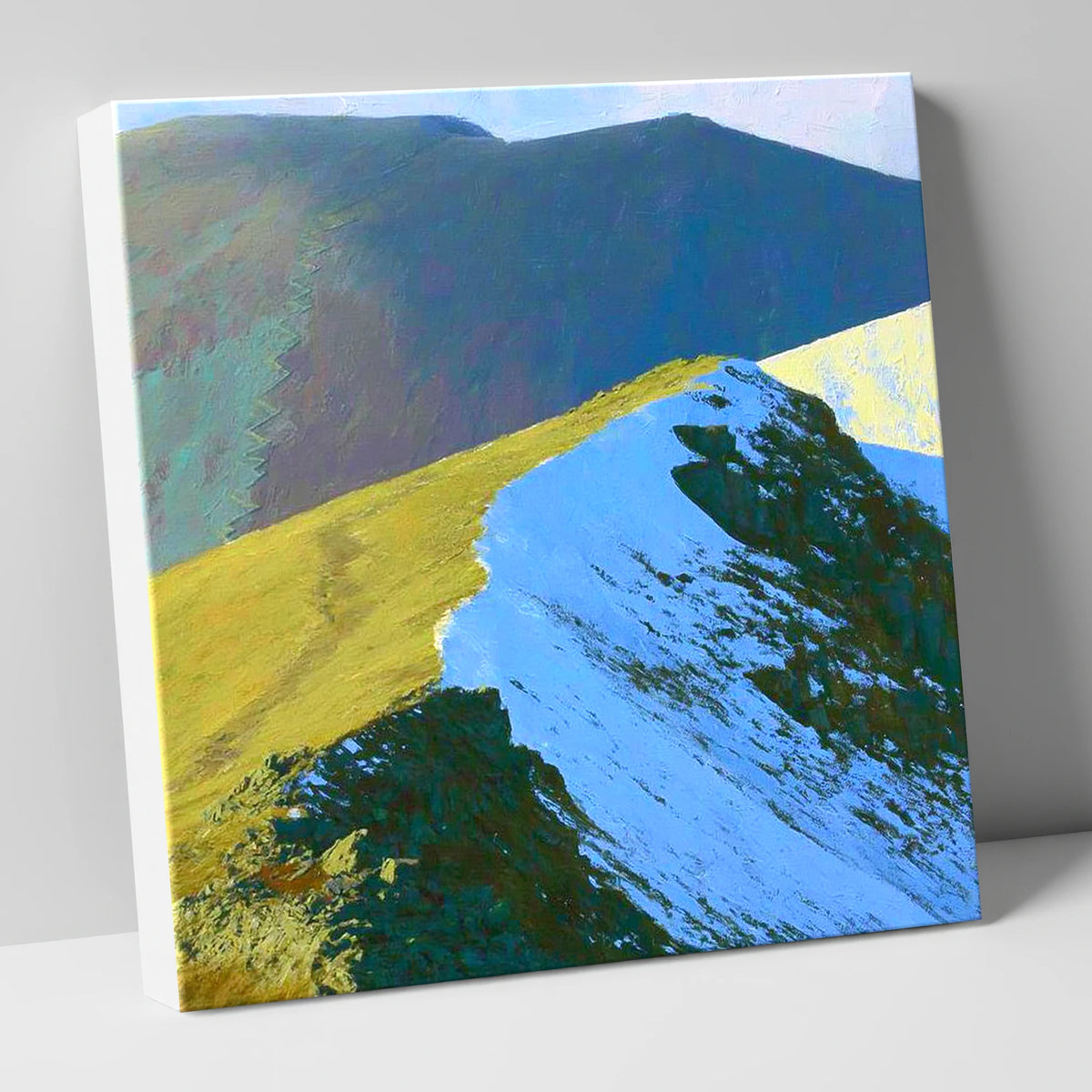 Snowy Ridge at Scar Crags lake district fell canvas wall art