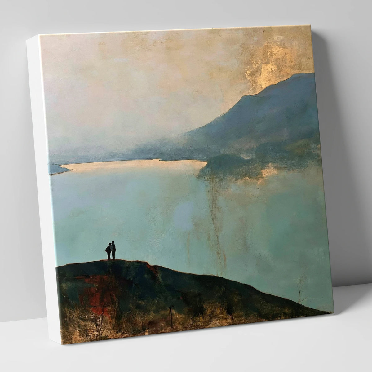 Catbells Walkers in Golden Light lake district fell canvas wall art