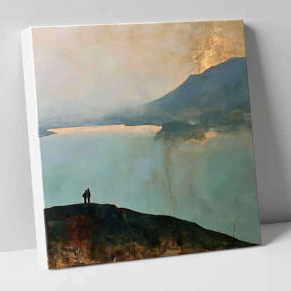 Catbells Walkers in Golden Light lake district fell canvas wall art