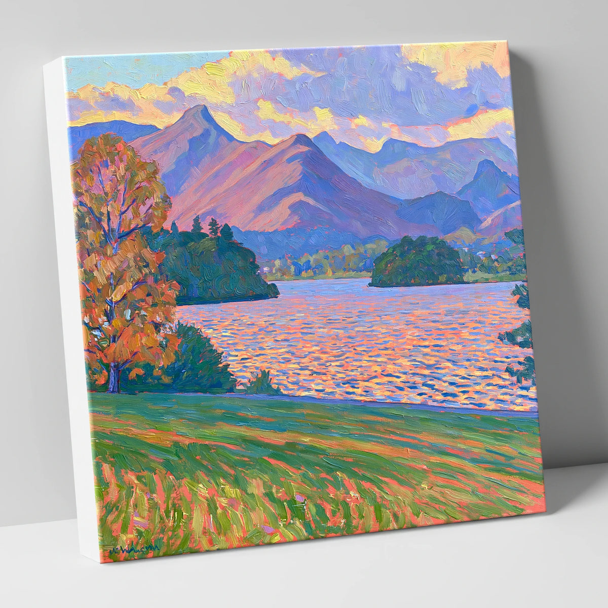 Radiant Derwentwater from Crow Park lake district village canvas wall art