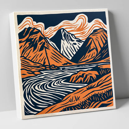 Bold Scafell Pike in Terracotta lake district fell canvas wall art