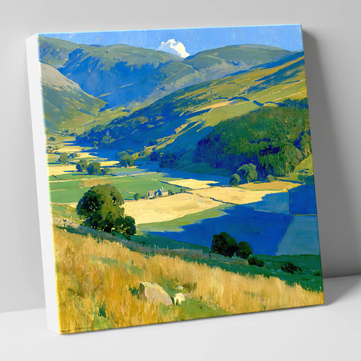 Golden Patchwork in the Dale lake district valley canvas wall art