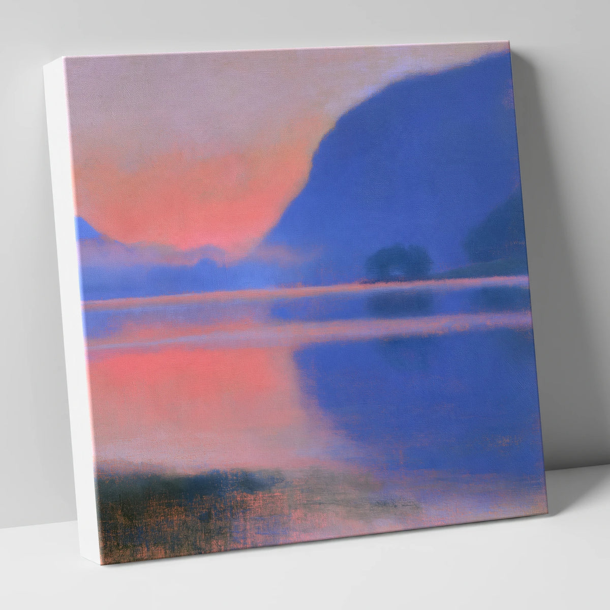 Pink Dawn Over Still Lake lake district lake canvas wall art