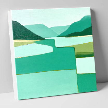 Abstract Teal Lake And Fells lake district lake canvas wall art