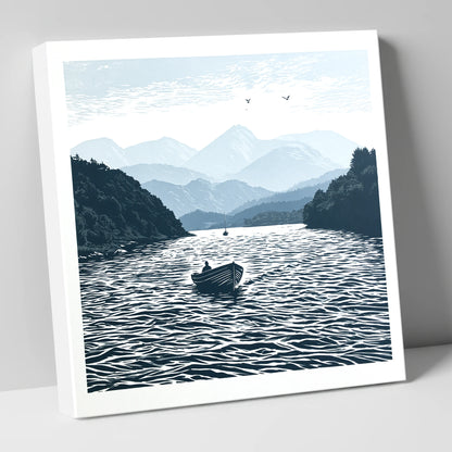 Coniston Water in Deep Navy lake district lake canvas wall art