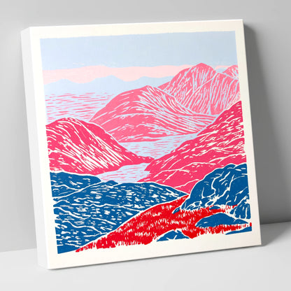 Cobalt and Crimson Summit View lake district fell canvas wall art