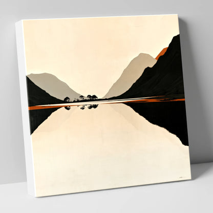 Minimalist Dawn Lake Silhouette lake district lake canvas wall art