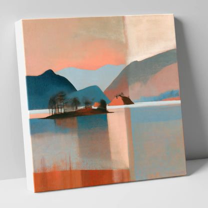 Terracotta Sunset Over Derwentwater lake district lake canvas wall art