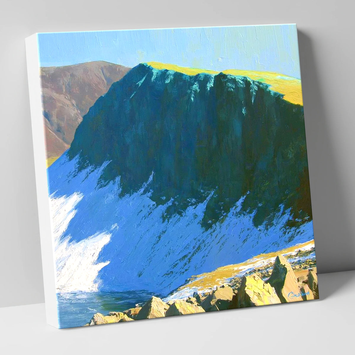 Winter Sunlight on Dow Crag lake district fell canvas wall art