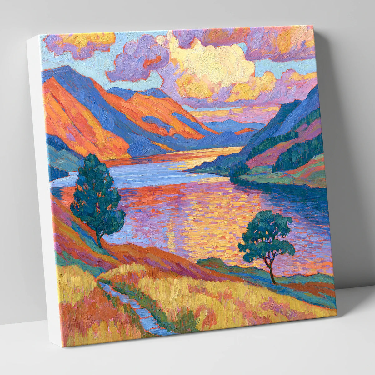 Radiant Evening Glow on the Fells lake district lake canvas wall art