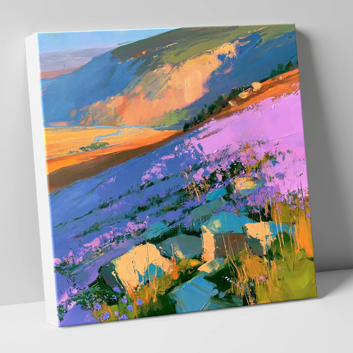 Vibrant Purple Heather Fellside flowers & fellsides canvas wall art