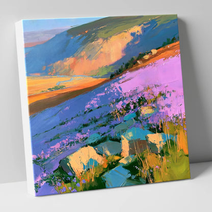 Vibrant Purple Heather Fellside flowers & fellsides canvas wall art