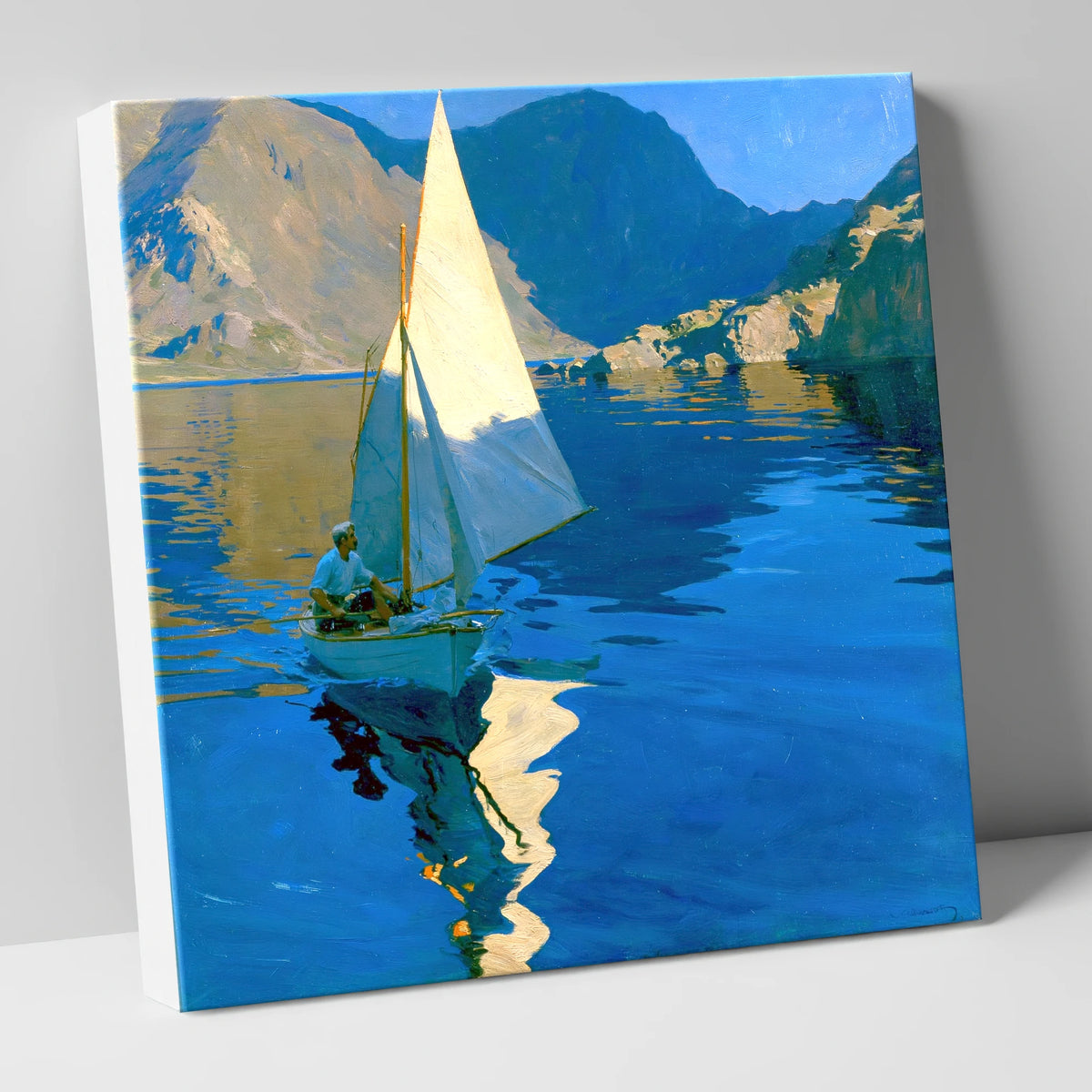 Sunlit Sailboat on a Breezy Lake lake district walking canvas wall art
