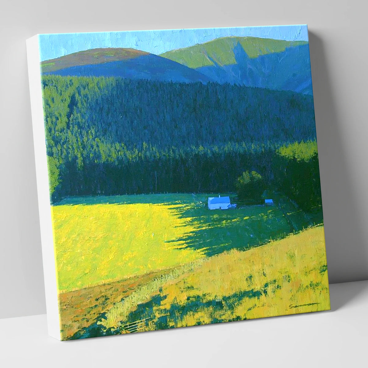 Sunlit Farm Under Whinlatter Forest lake district fell canvas wall art