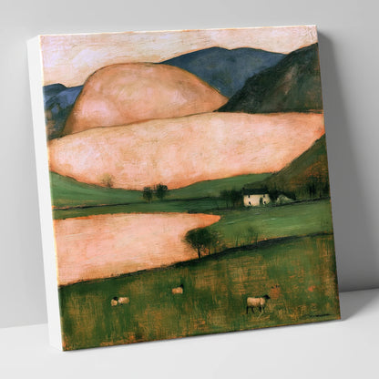 Peach Fells And Valley Farm lake district sky canvas wall art