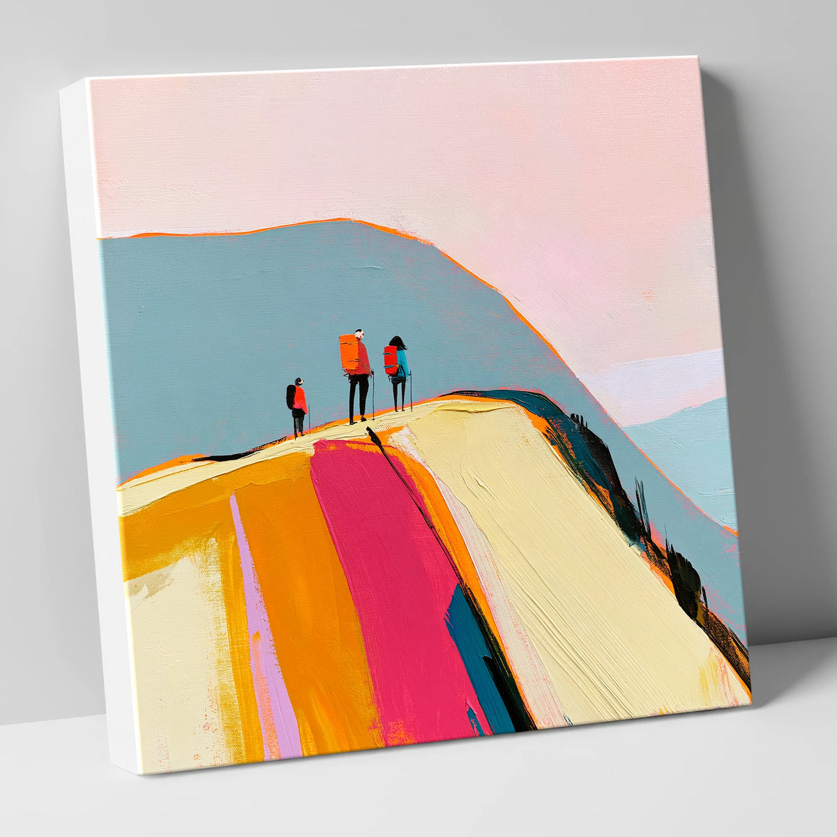 Vibrant Fell Top With Hikers lake district fell canvas wall art